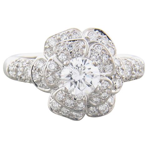 chanel flower engagement ring|Chanel camelia diamond flower ring.